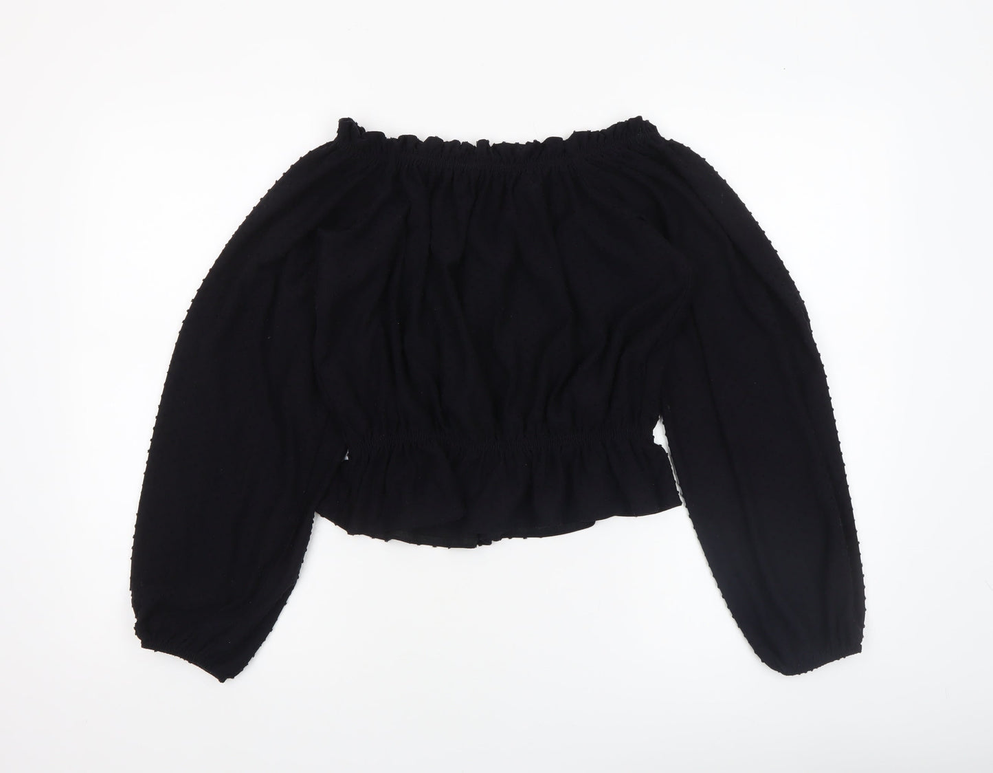 Womens UK Size S H&M Black Cropped Blouse