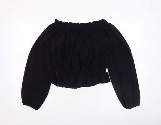 Womens UK Size S H&M Black Cropped Blouse