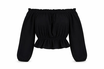 Womens UK Size S H&M Black Cropped Blouse