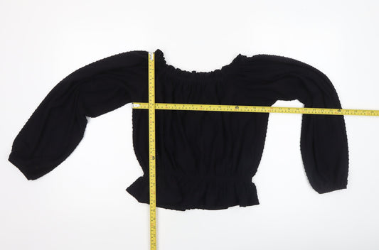 Womens UK Size S H&M Black Cropped Blouse