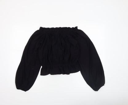 Womens UK Size S H&M Black Cropped Blouse