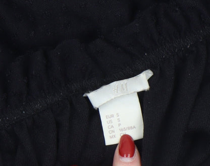 Womens UK Size S H&M Black Cropped Blouse
