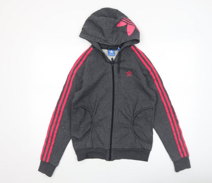 Womens UK Size XS adidas Grey Full Zip Hoodie