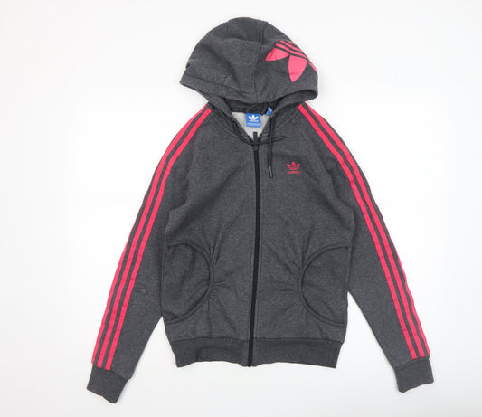 Womens UK Size XS adidas Grey Full Zip Hoodie
