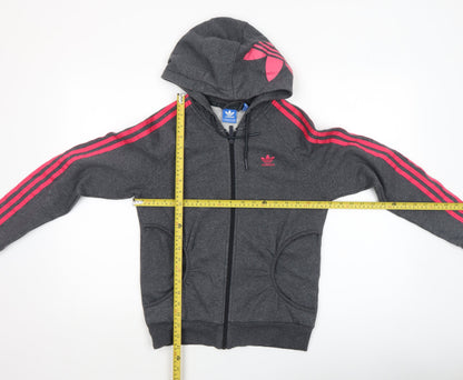 Womens UK Size XS adidas Grey Full Zip Hoodie