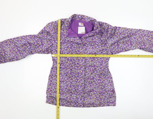 Name It Girls Purple Floral Hooded Rain Coat 11-12 Years Lined Jacket