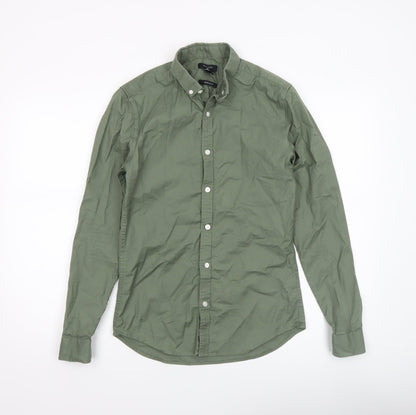 New Look Men Green Muscle Fit Button-Down Shirt Size S