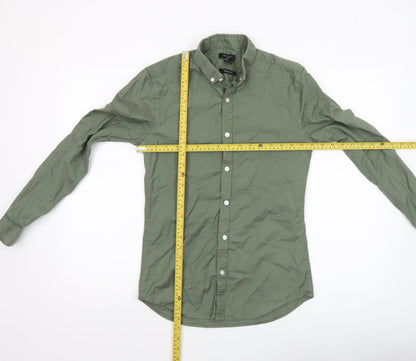 New Look Men Green Muscle Fit Button-Down Shirt Size S