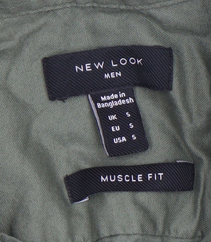 New Look Men Green Muscle Fit Button-Down Shirt Size S