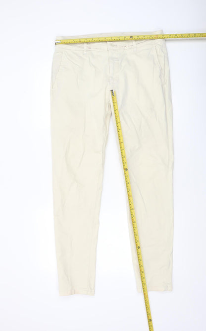 Zara Men’s Beige Chino Trousers Size 32 Slim Fit Cotton Blend