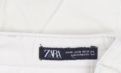 Zara Men’s Beige Chino Trousers Size 32 Slim Fit Cotton Blend