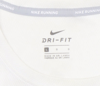 Womens UK Size L Nike White Running & JoggingGym & TrainingFitness T-Shirt