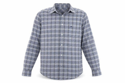 Pierre Cardin Men's Blue Check Long Sleeve Button-Up Shirt L