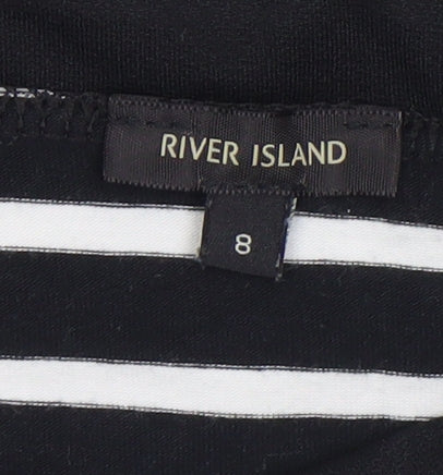 Womens UK Size 8 River Island Black Basic T-Shirt