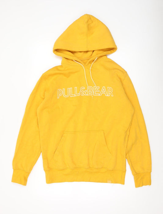 Mens UK Size S Pull & Bear Yellow Pullover Hoodie