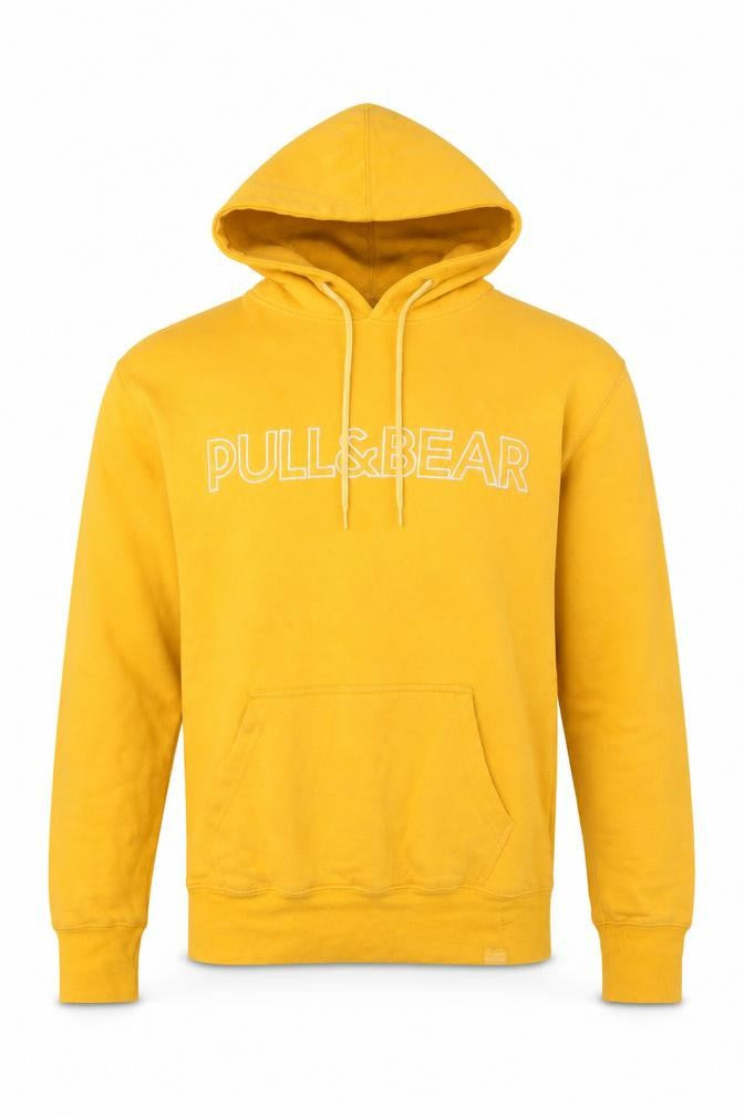 Mens UK Size S Pull & Bear Yellow Pullover Hoodie