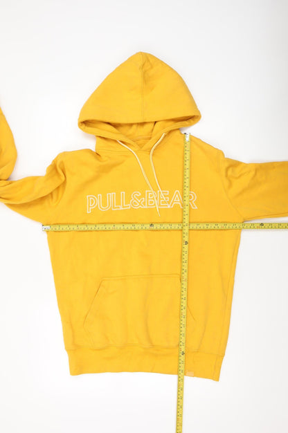 Mens UK Size S Pull & Bear Yellow Pullover Hoodie