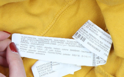 Mens UK Size S Pull & Bear Yellow Pullover Hoodie