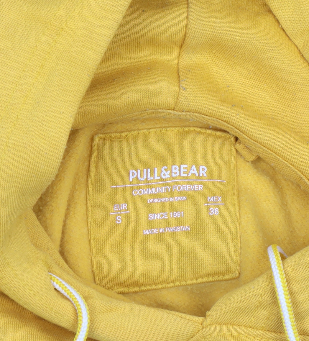 Mens UK Size S Pull & Bear Yellow Pullover Hoodie