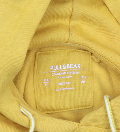 Mens UK Size S Pull & Bear Yellow Pullover Hoodie