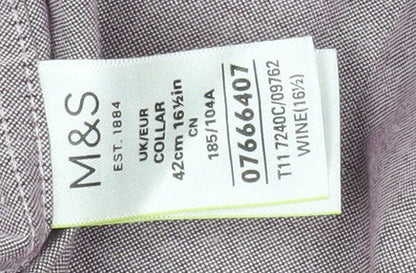 Mens UK Collar Size L Marks and Spencer Smart Purple  Dress Shirt