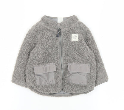 H&M Unisex Baby Grey Fleece Full Zip Basic Jacket 6-9 Months