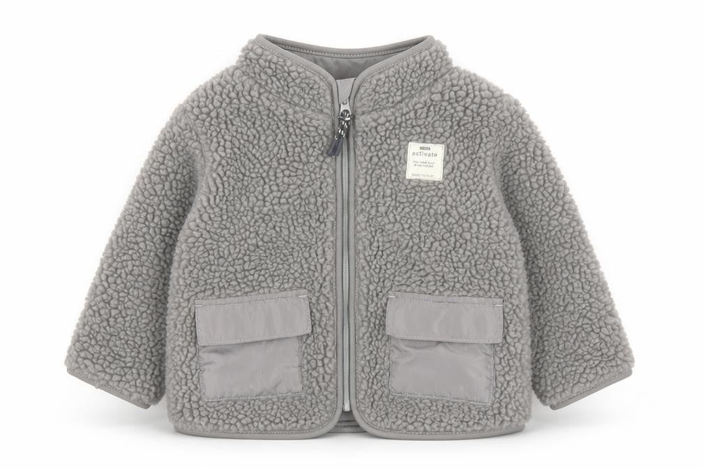 H&M Unisex Baby Grey Fleece Full Zip Basic Jacket 6-9 Months