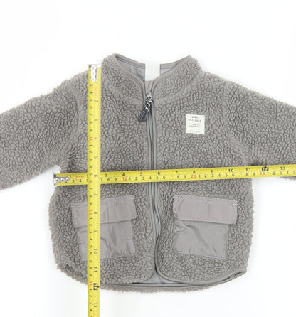 H&M Unisex Baby Grey Fleece Full Zip Basic Jacket 6-9 Months