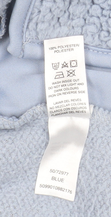 Leigh Tucker Willow Blue Fleece Baby Jacket 12-18 Months Lined Floral Trim
