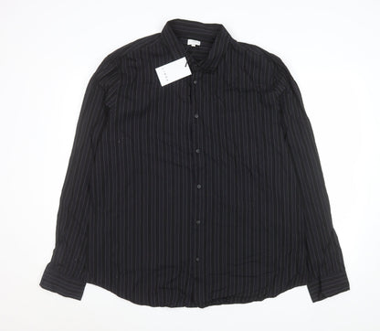 Linea Men's Black Pinstripe Cotton Long Sleeve Formal Shirt 2XL