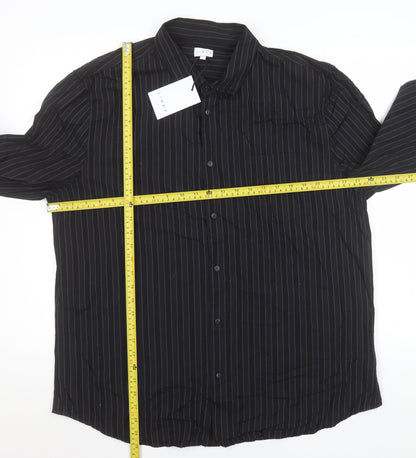 Linea Men's Black Pinstripe Cotton Long Sleeve Formal Shirt 2XL