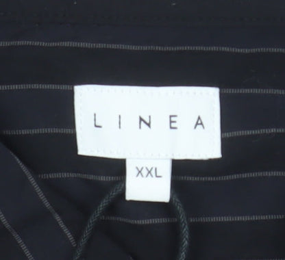 Linea Men's Black Pinstripe Cotton Long Sleeve Formal Shirt 2XL