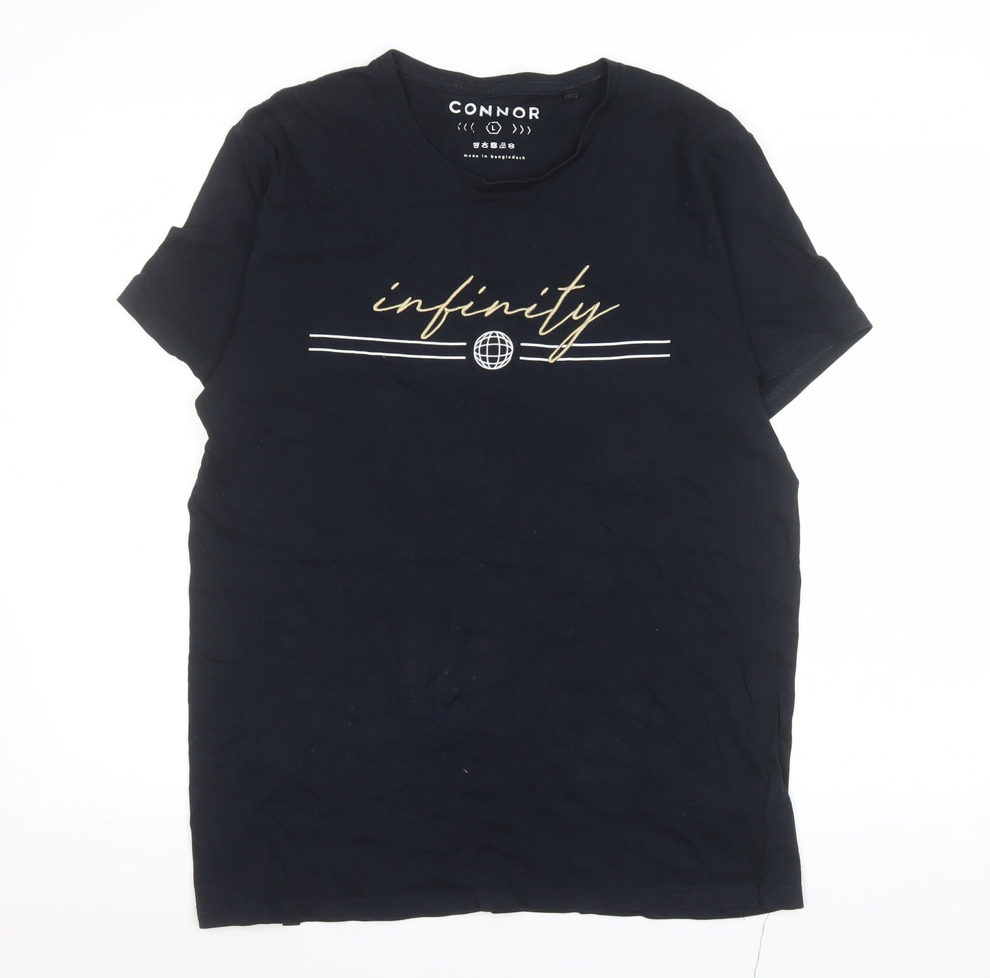 Unisex Adults UK Size L Connor Black Basic T-Shirt