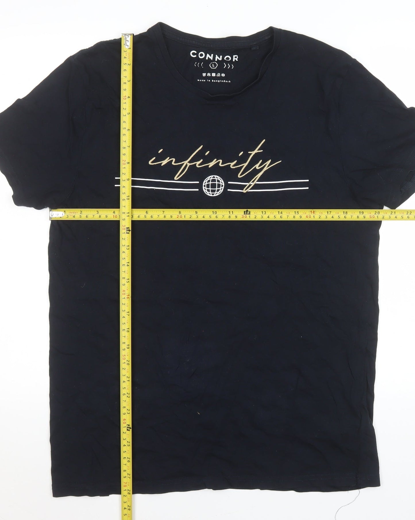 Unisex Adults UK Size L Connor Black Basic T-Shirt