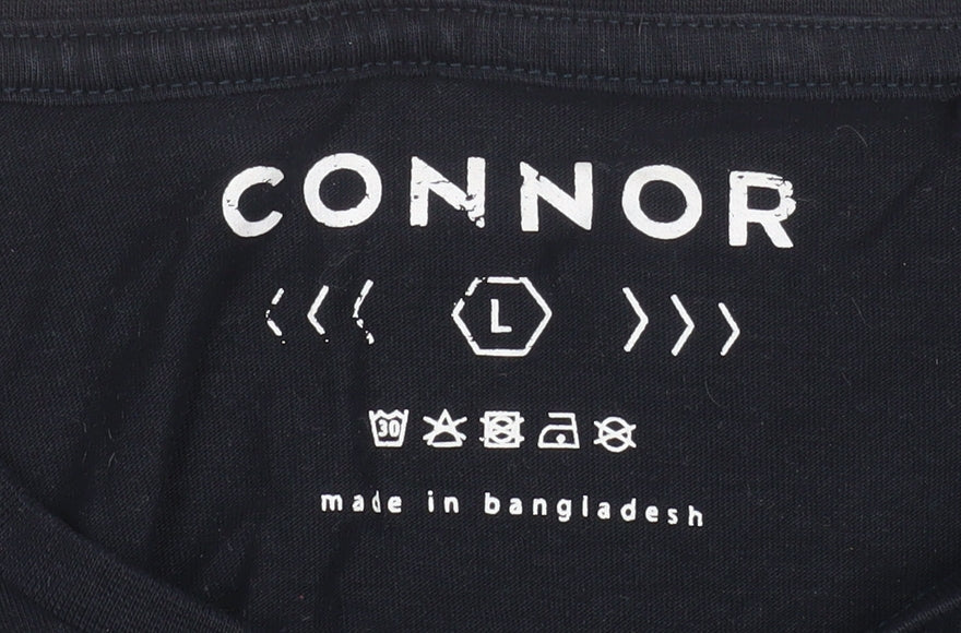 Unisex Adults UK Size L Connor Black Basic T-Shirt