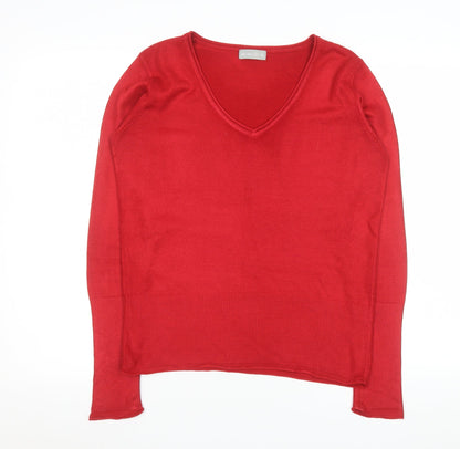 Marks and Spencer Per Una Red V-Neck Long Sleeve Women's Jumper Size 12