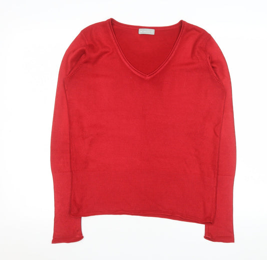 Marks and Spencer Per Una Red V-Neck Long Sleeve Women's Jumper Size 12