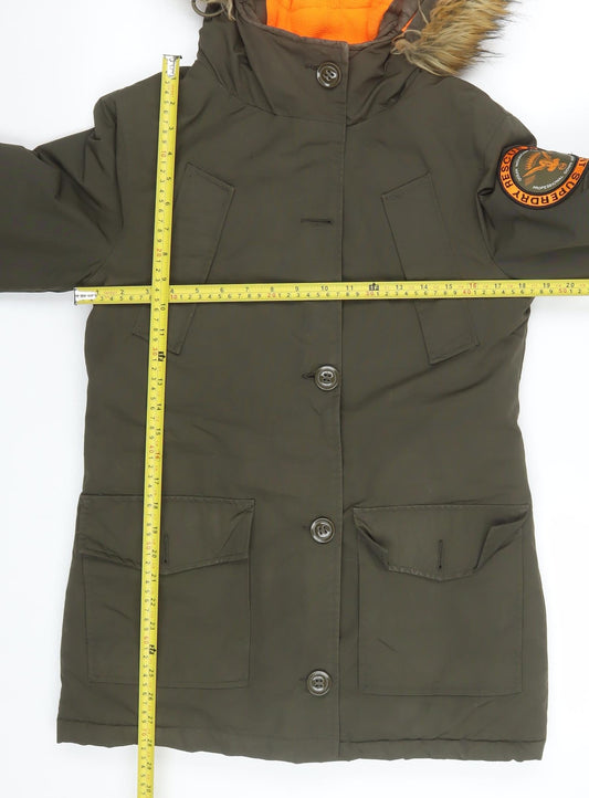 Superdry Men's Green Rescue Olive Parka Jacket S Hooded Winter Coat