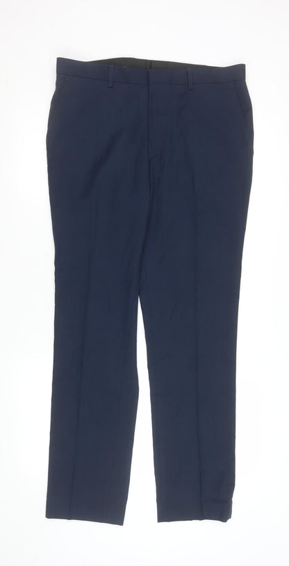 Mens UK Size L FCUK Slim Fit Dress Pants Blue Trousers