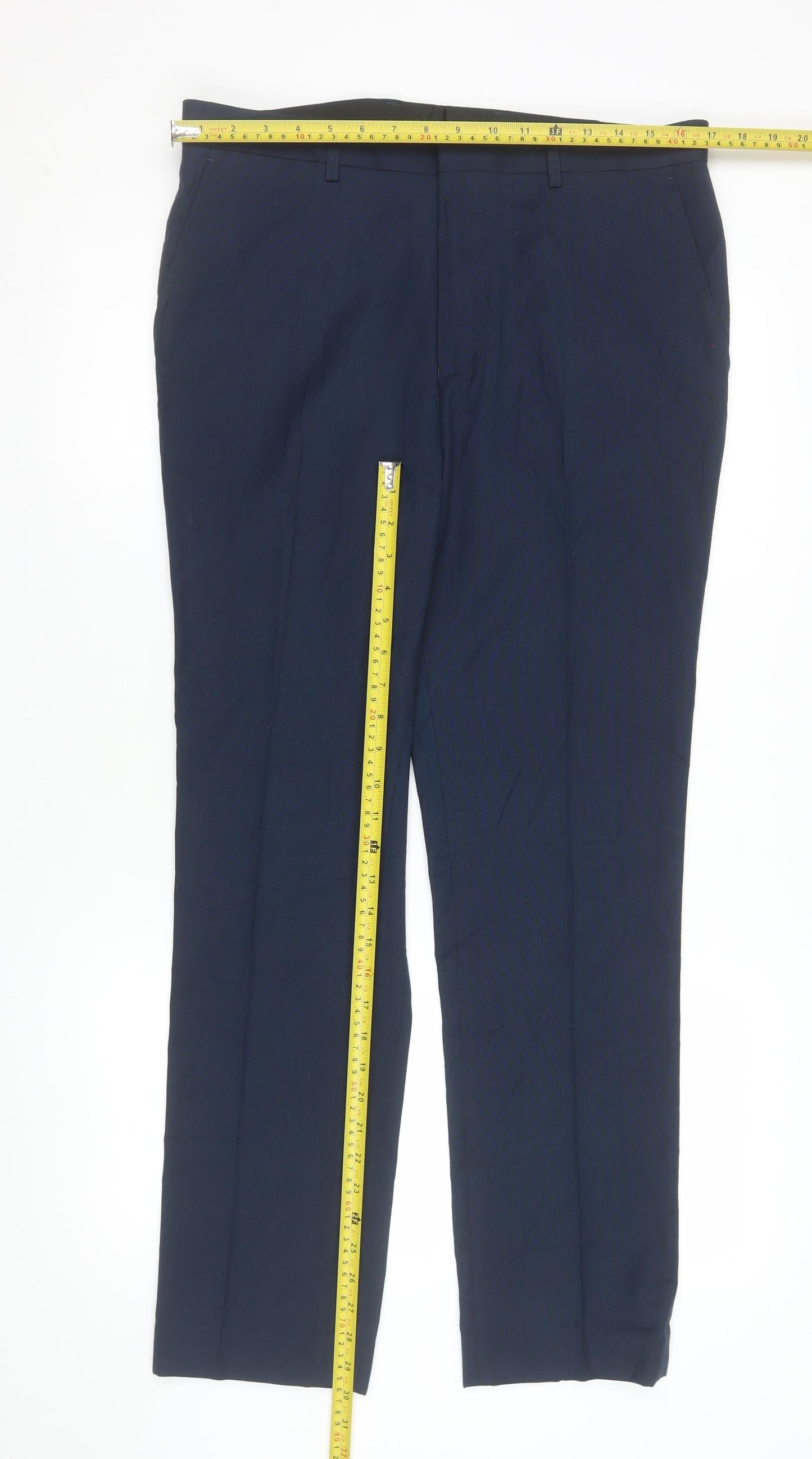 Mens UK Size L FCUK Slim Fit Dress Pants Blue Trousers