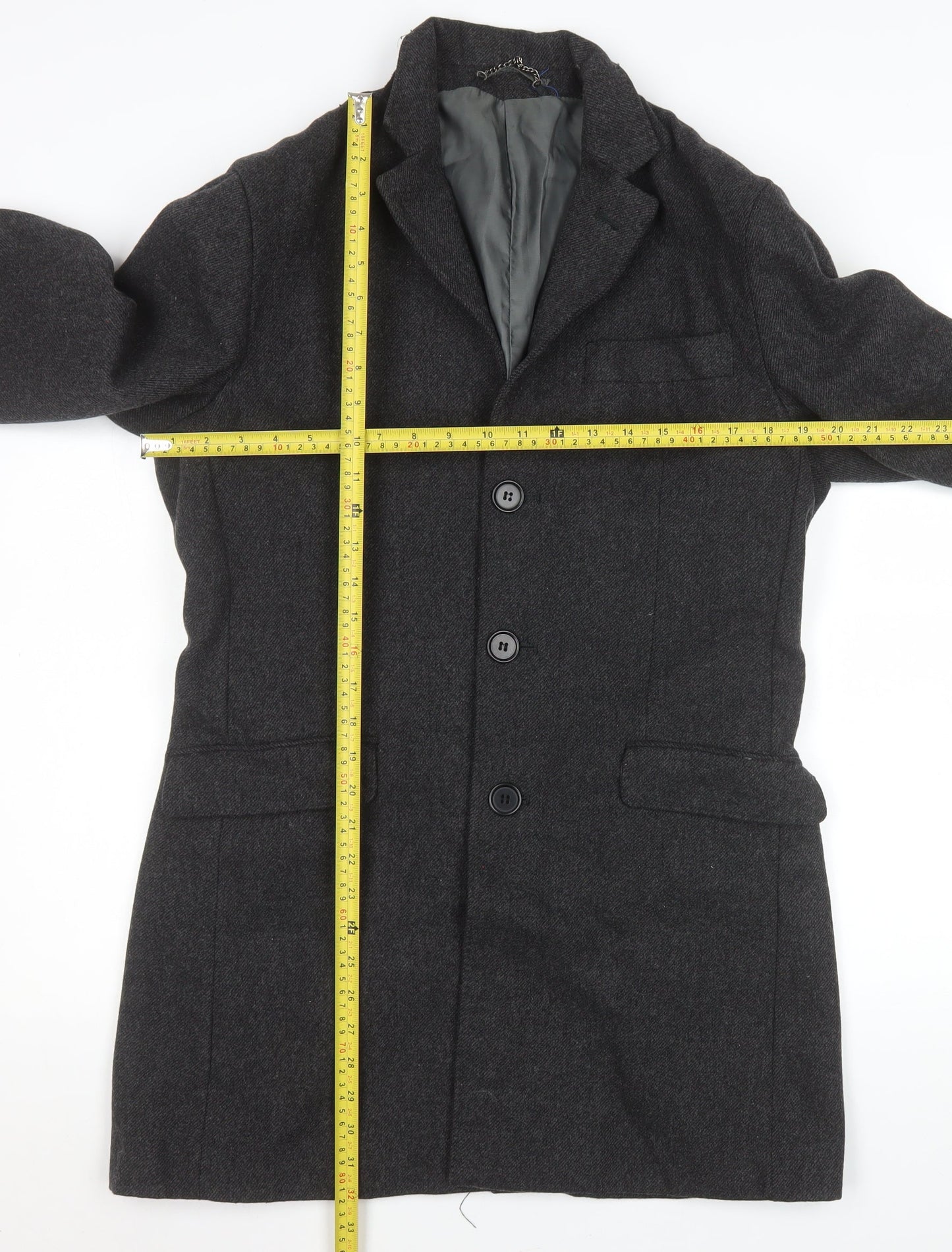 Mens UK Size M Christiano Baldinucci Grey Overcoat