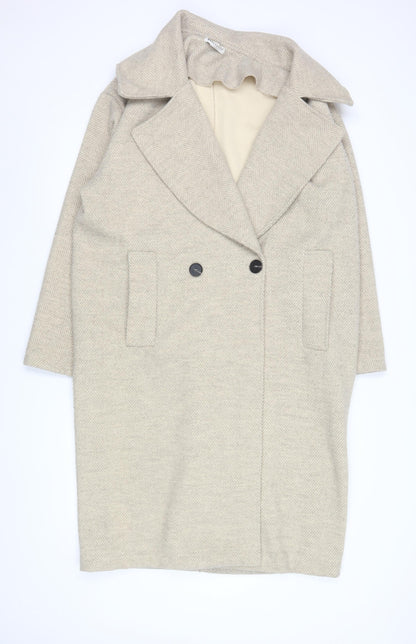 Womens UK Size XS Warehouse Beige Overcoat
