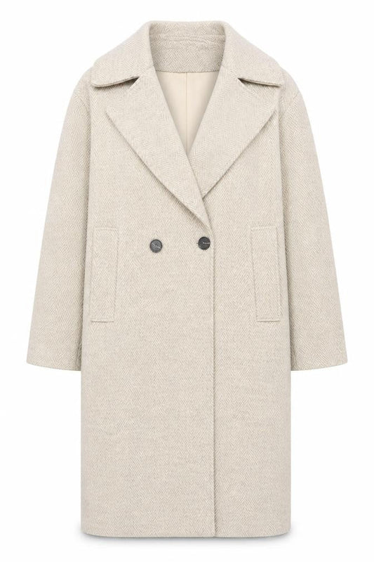 Womens UK Size XS Warehouse Beige Overcoat