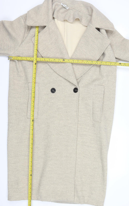 Womens UK Size XS Warehouse Beige Overcoat