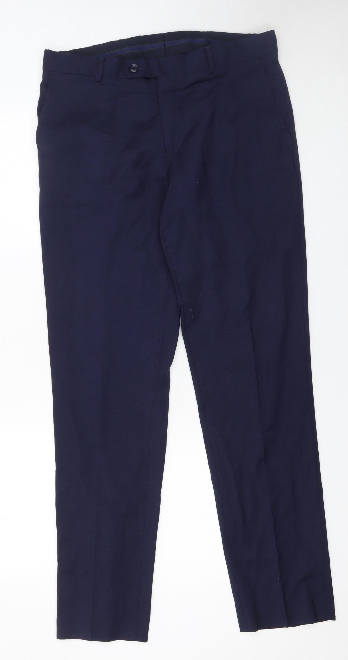Mens UK Size 32R Benetti Classic Fit Dress Pants Blue Trousers