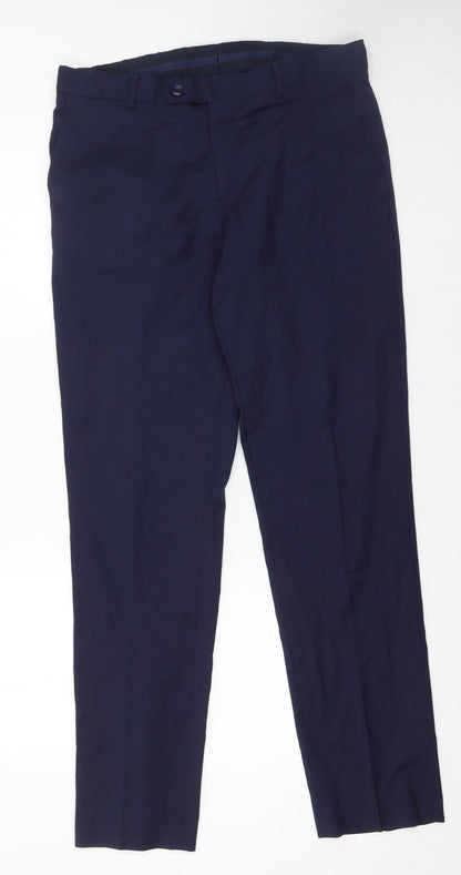 Mens UK Size 32R Benetti Classic Fit Dress Pants Blue Trousers