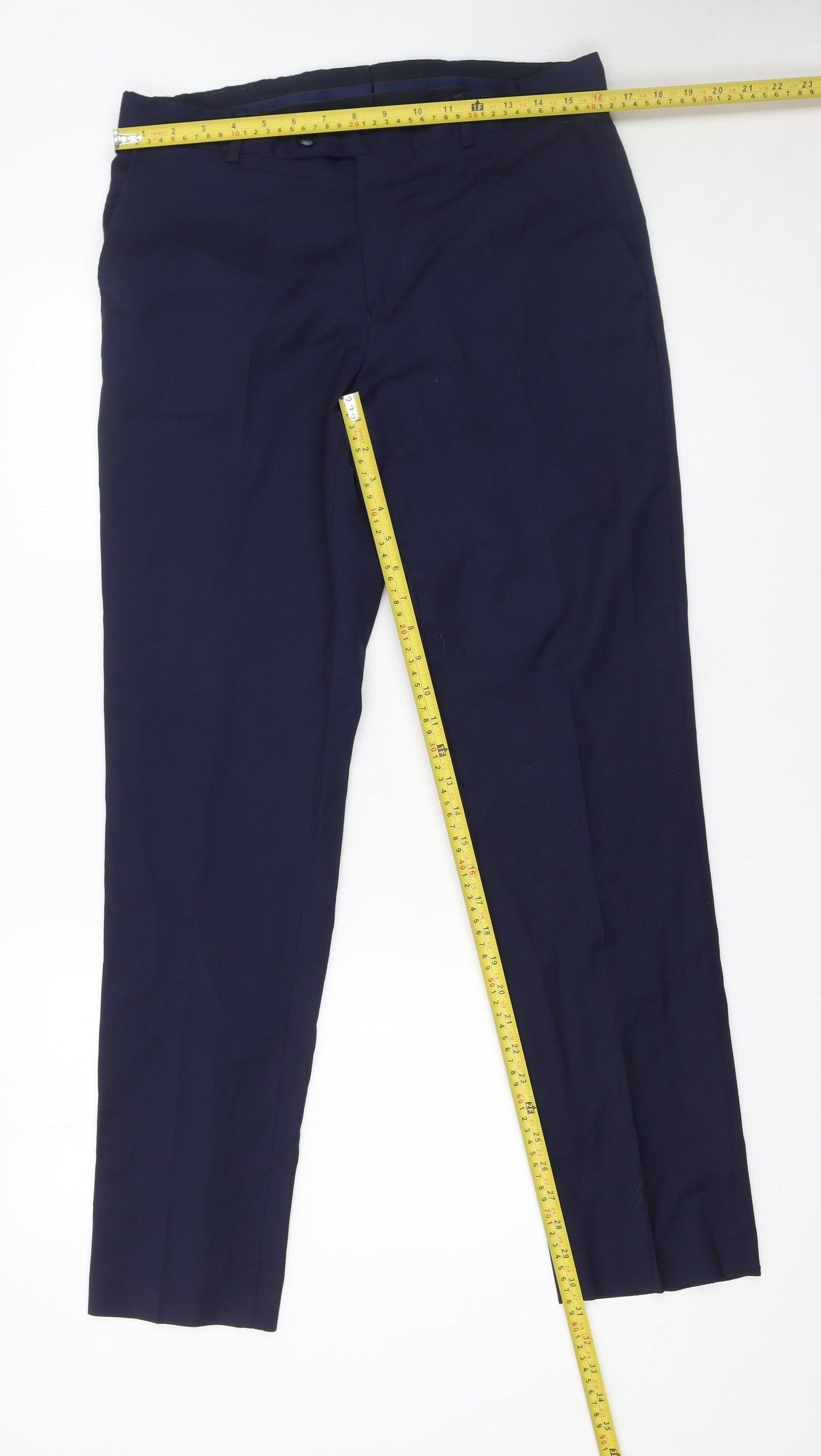 Mens UK Size 32R Benetti Classic Fit Dress Pants Blue Trousers
