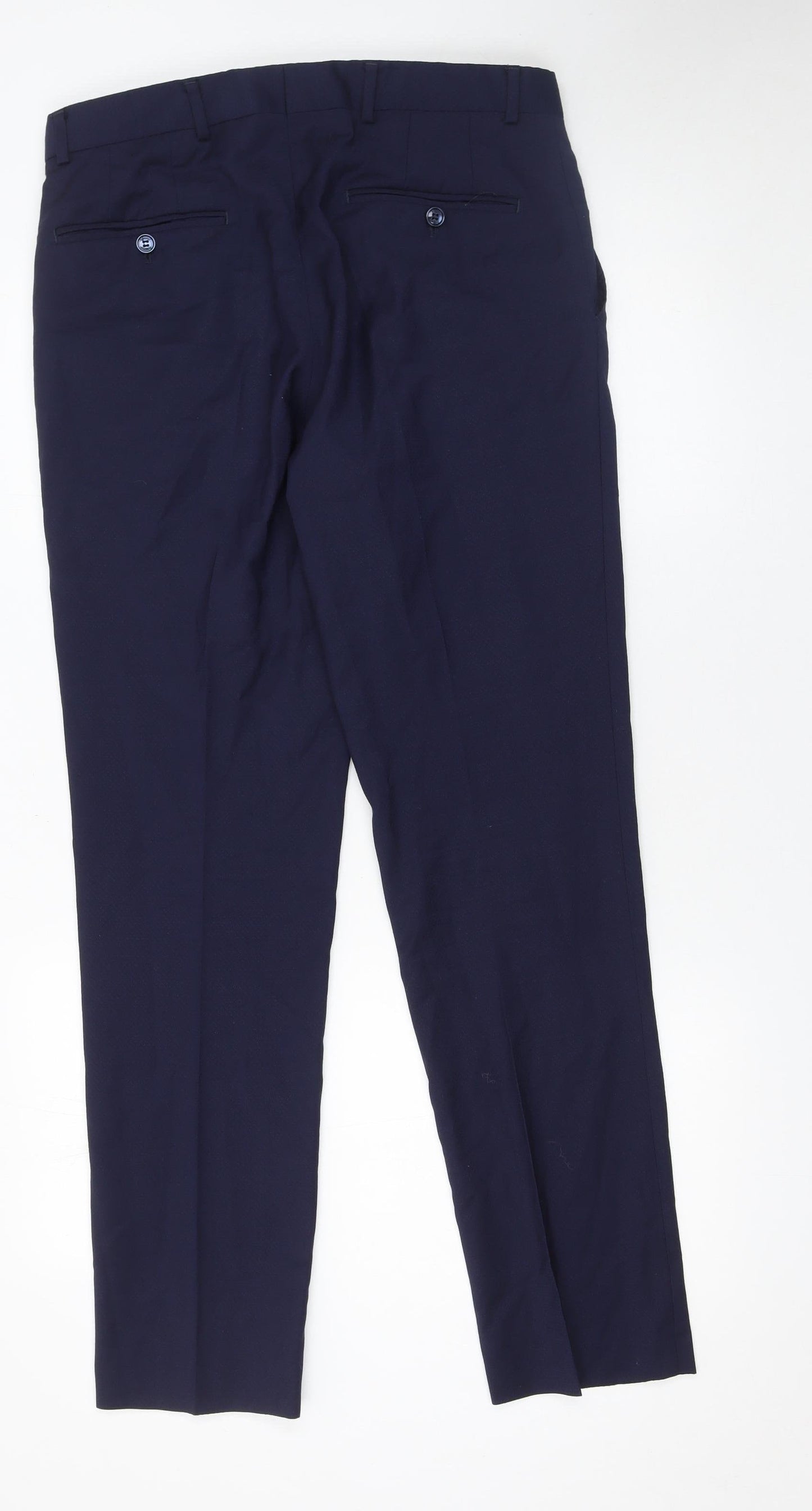 Mens UK Size 32R Benetti Classic Fit Dress Pants Blue Trousers