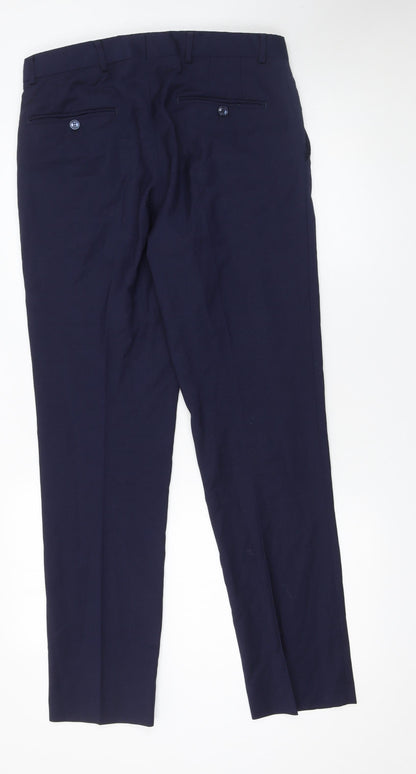Mens UK Size 32R Benetti Classic Fit Dress Pants Blue Trousers