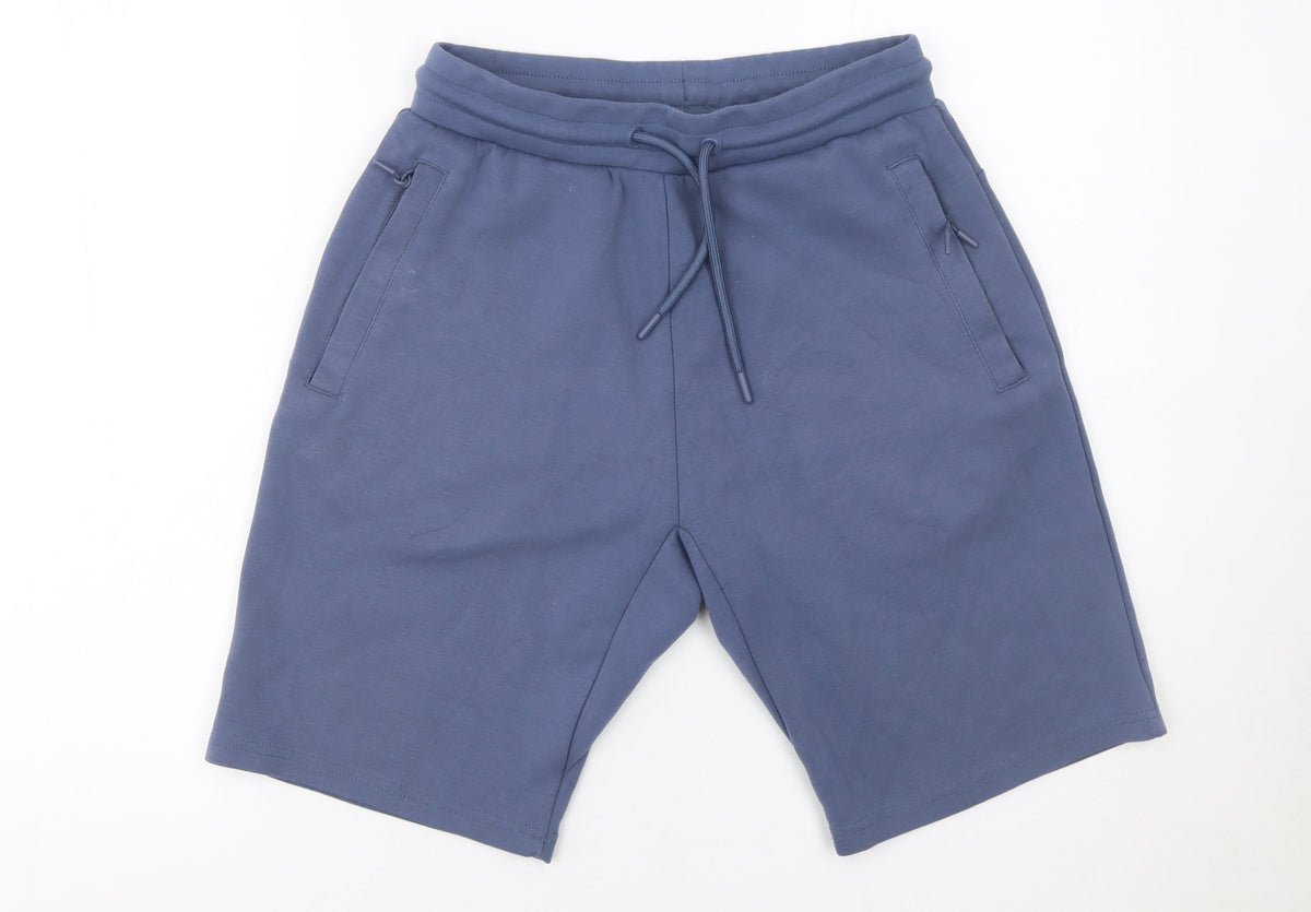 Dunnes Boys Blue Sweat Shorts S Regular Fit Drawstring Pockets